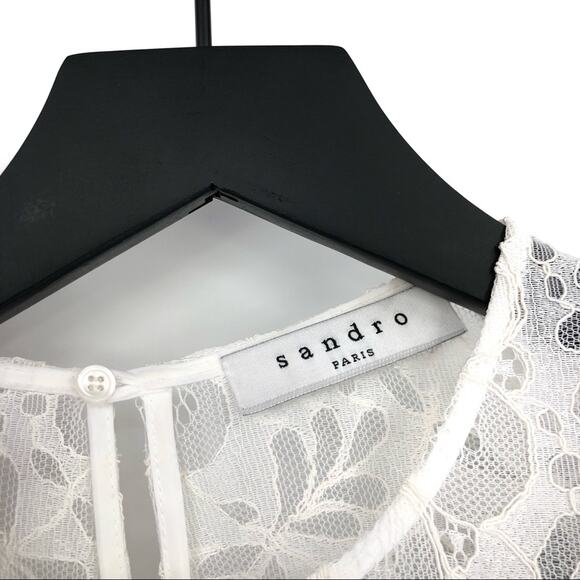 NWOT SANDRO Paris Nita Layered Lace Dress Black White S - Picture 4 of 12